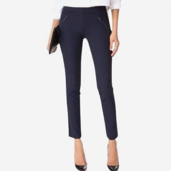 Rebecca Taylor Audra Tuxedo Side Stripe Pants Ankle Crop Navy Blue - Size 6 - Picture 2 of 12